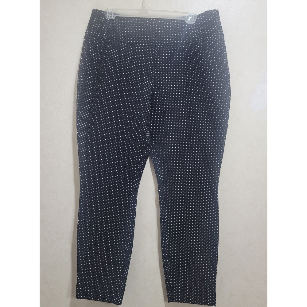 Cabi #5175 black polka dot cropped slim ankle trousers size 12 - Picture 1 of 10